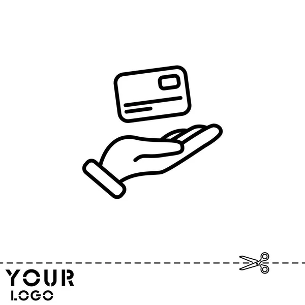 Creditcards in het pictogram van een hand — Stockvector