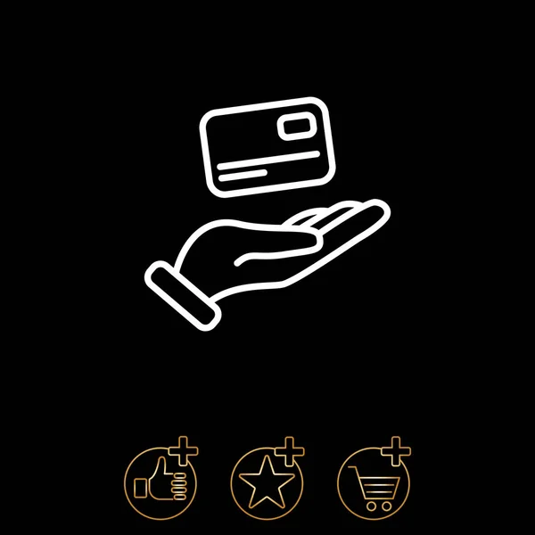 Cartão de crédito no ícone mão — Vetor de Stock