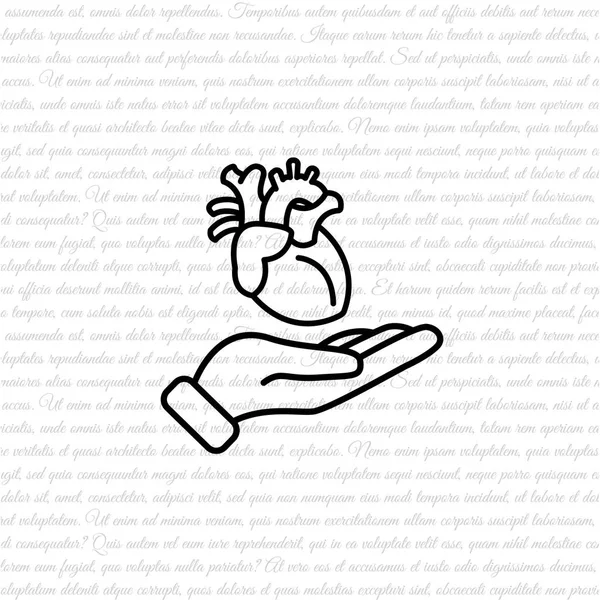 Lidské srdce v rukou ikony — Stockový vektor