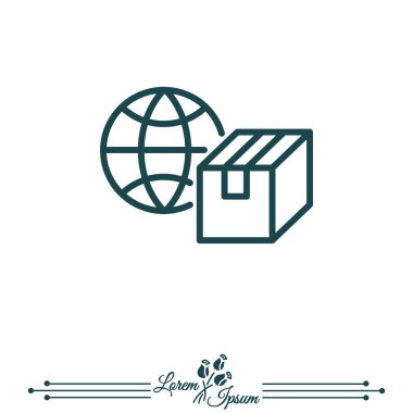 Dünya nakliye düz simgesi