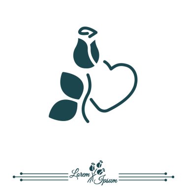 Gül ve kalp Sevgililer günü simgesi