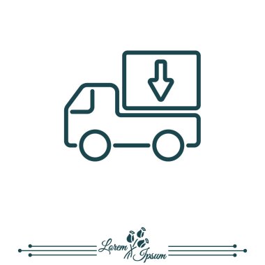 teslimat kamyonu düz simgesi