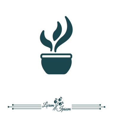 Bir tencerede çiçek Web satırı simgesi