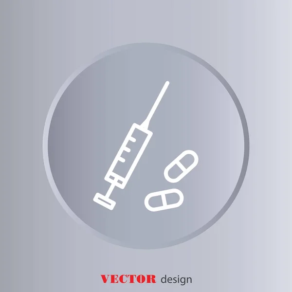 Jeringa y tabletas icono — Vector de stock
