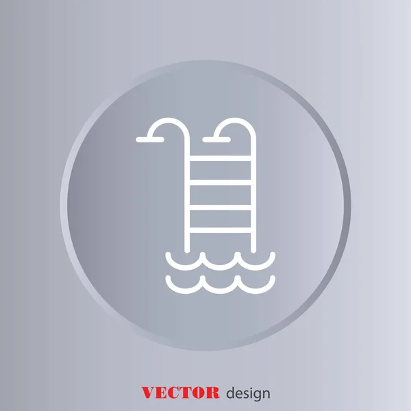 Icône de ligne Web des Escaliers à la piscine — Image vectorielle