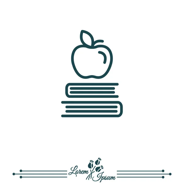 Apple на книги, знання значок — стоковий вектор