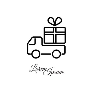 Bir hediye teslimat simgesi ile kamyon
