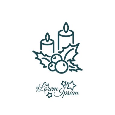 Noel mumlar ve holly berry simgesi