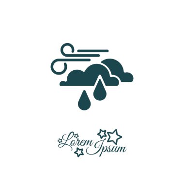 Rüzgar, bulutlar ve yağmur simgesi