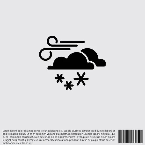 Vento, nuvole e icona della neve — Vettoriale Stock
