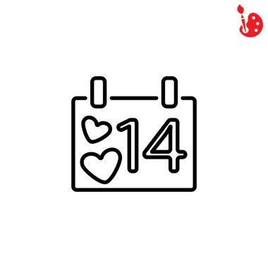 14 Şubat güncel değil simgesi ile takvim