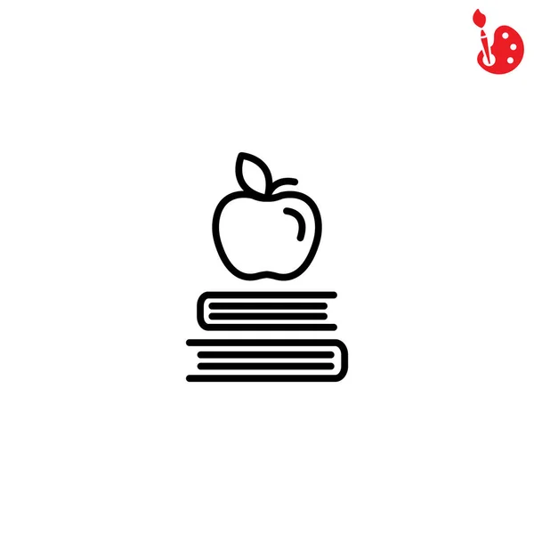 Apple på böcker-ikonen — Stock vektor