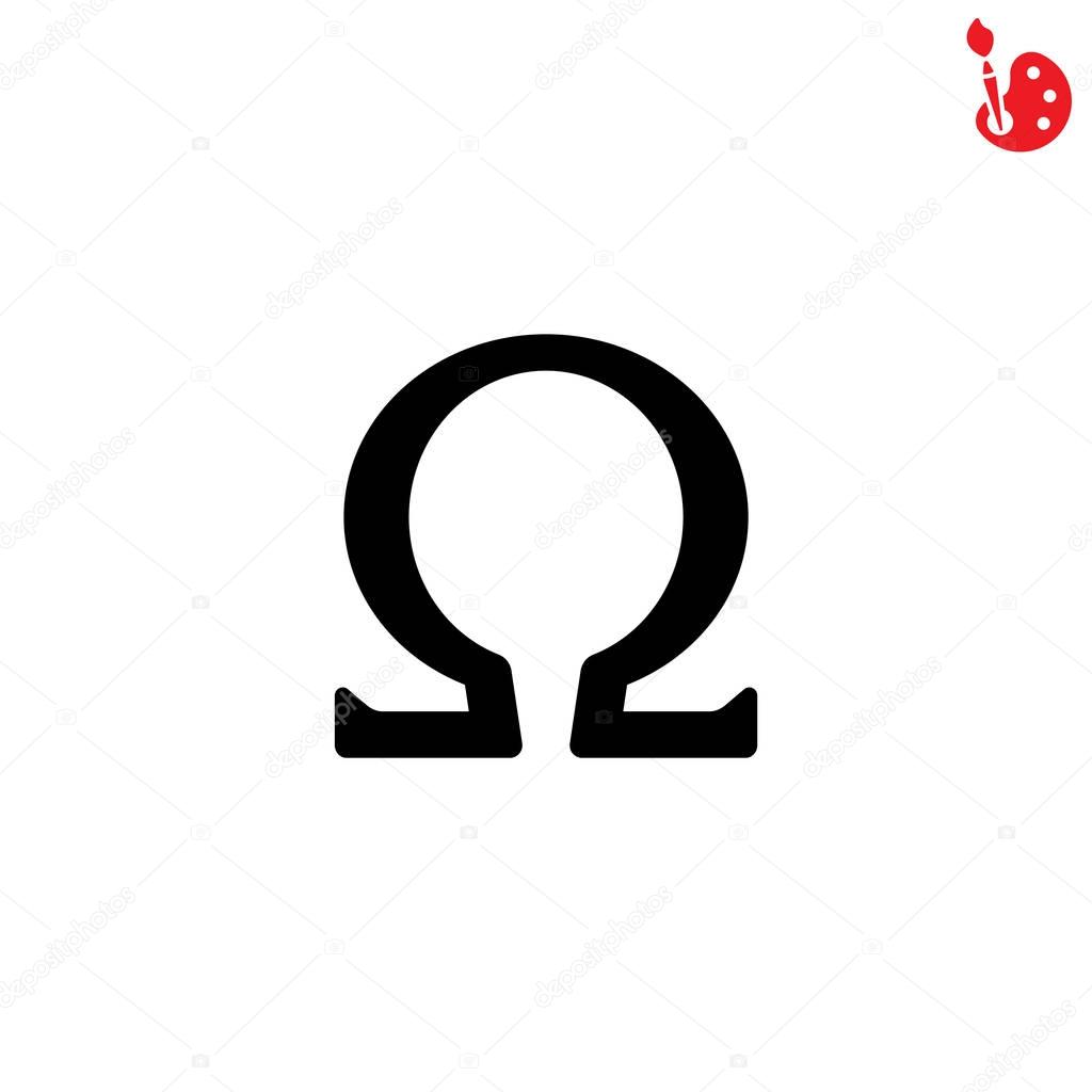 Web icon. Omega letter symbol, vector illustration