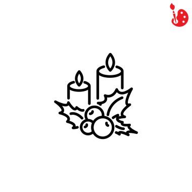 Noel mum ve holly berry simgesi