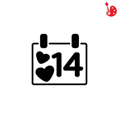 14 Şubat güncel değil simgesi ile takvim