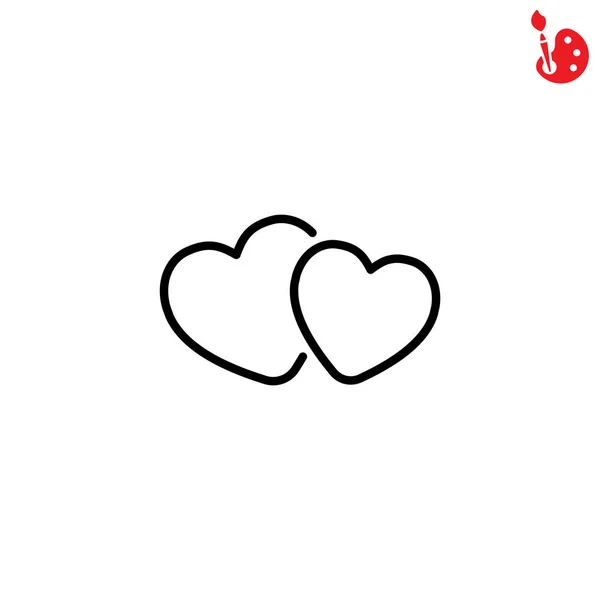 Icono de dos corazones — Vector de stock