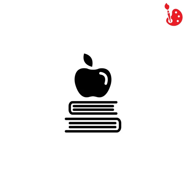 Яблуко на значку книг — стоковий вектор