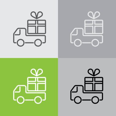 Bir hediye teslimat simgesi ile kamyon