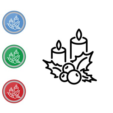 Noel mumlar ve holly Karpuzu simgesi