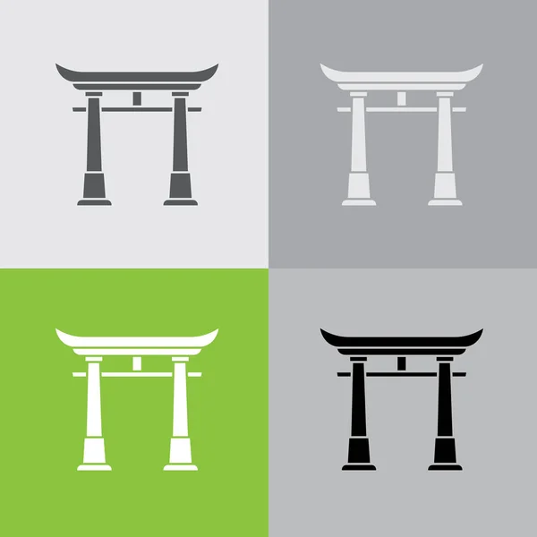 Japón puerta iconos — Vector de stock