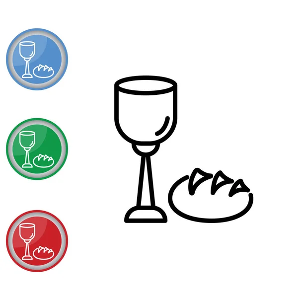 Wine and bread simple icon — Stock Vector