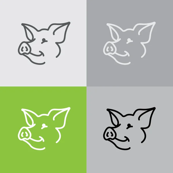 Cabezas de cerdo iconos conjunto — Vector de stock