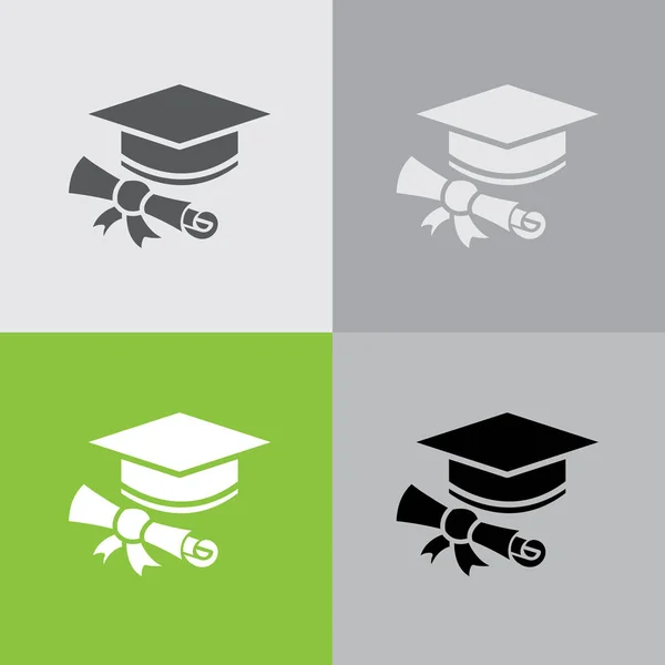 Gorra de estudiante con iconos de diploma — Vector de stock