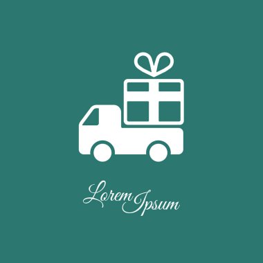 Bir hediye teslimat simgesi ile kamyon