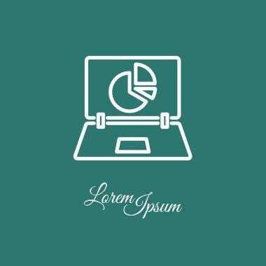 Dizüstü bilgisayar ve pasta grafik simgesi