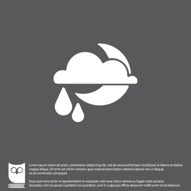 Bulutlar ve yağmur simgesi ile moon