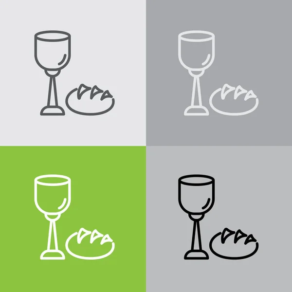 Wino i chleb proste ikona — Wektor stockowy