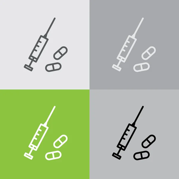 Injekční stříkačka a tablety ikona — Stockový vektor