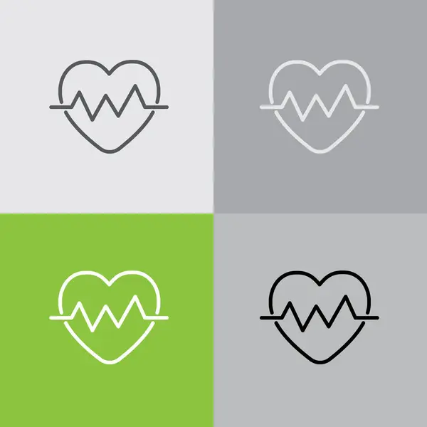 Conjunto de ícones do cardiograma cardíaco — Vetor de Stock