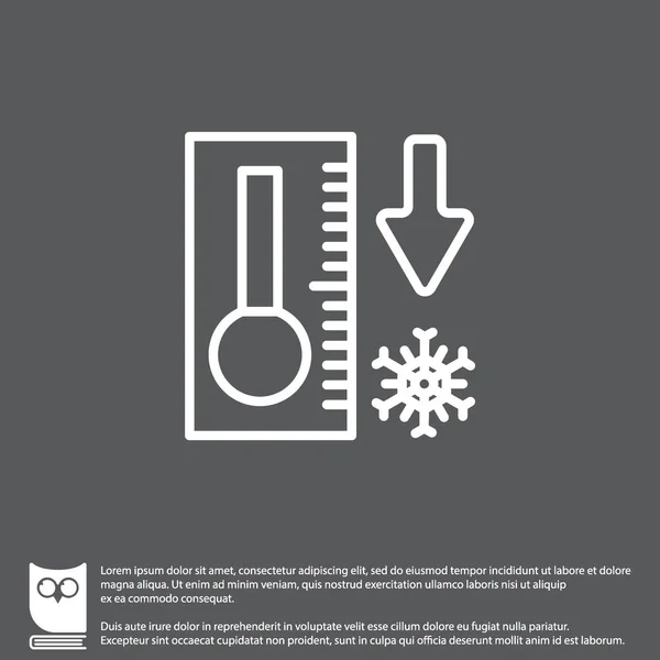 Thermometer mit Tieftemperatur-Symbol — Stockvektor