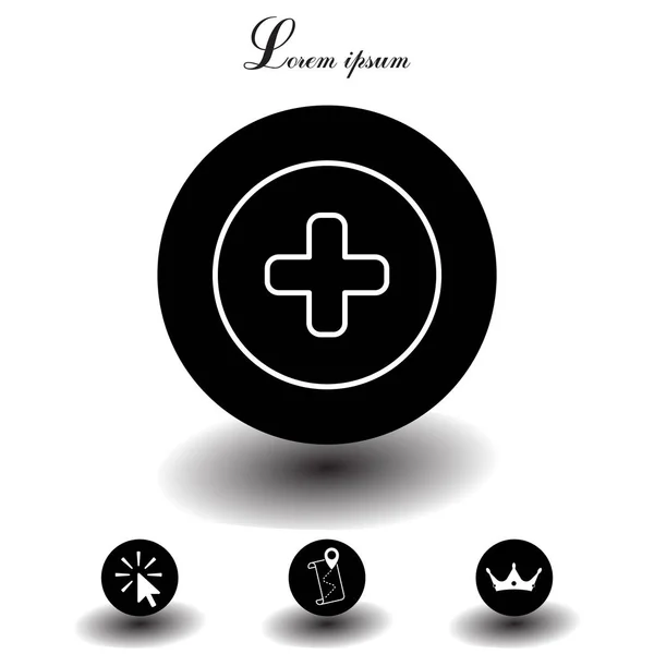 Más signo icono plano — Vector de stock