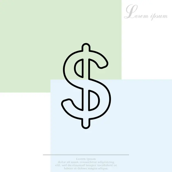 Icono de línea plana dólar . — Vector de stock