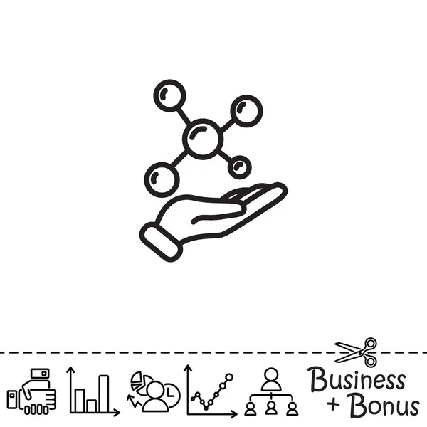 Molecule in hand illustration — Stock Vector