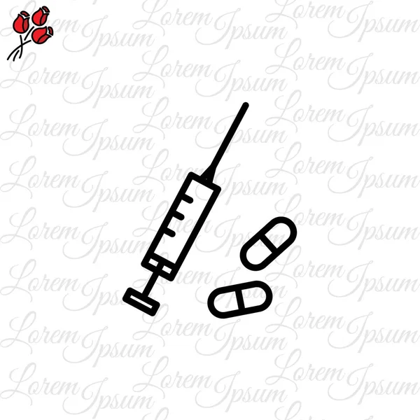 Syringe with pills flat icon — Stock Vector