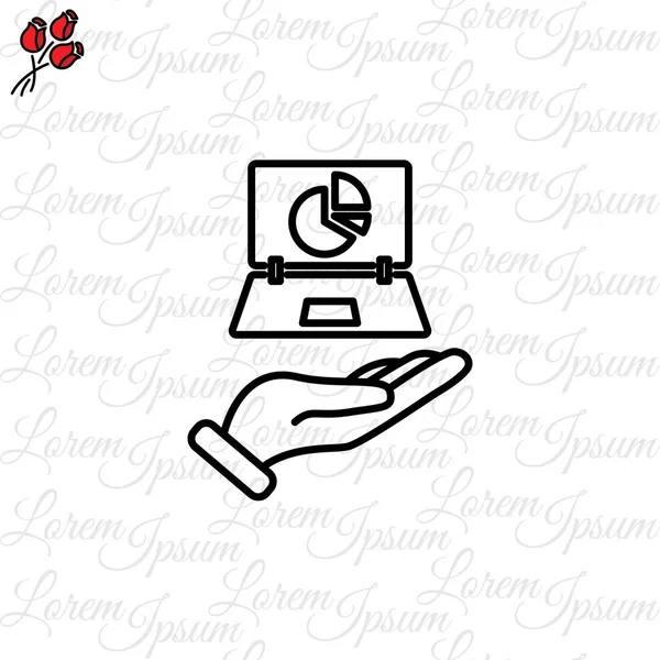 Laptop in hand flat icon — Stock Vector