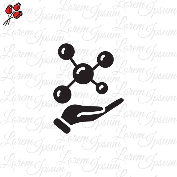 Molecule in hand icon — Stock Vector