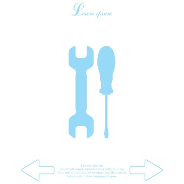 İngiliz anahtarı ve tornavida düz simgesi