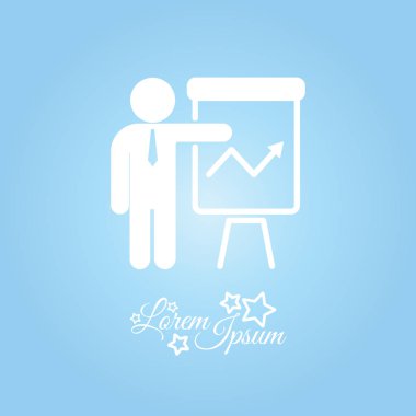 Adam gösteren grafik flipchart simge üzerinde