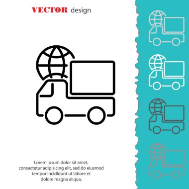 Dünya nakliye, araba ve küre simgesi