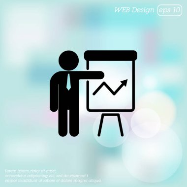 Adam gösteren grafik flipchart simge üzerinde