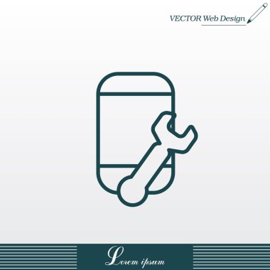 Kurulum smartphone düz simgesi 