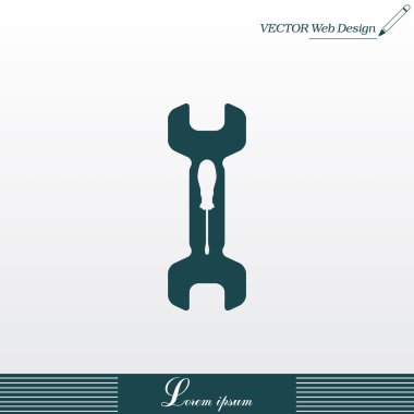 İngiliz anahtarı ve tornavida düz simgesi