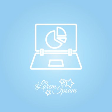 Dizüstü bilgisayar ve pasta grafik simgesi