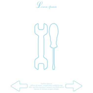 İngiliz anahtarı ve tornavida düz simgesi