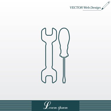 İngiliz anahtarı ve tornavida düz simgesi