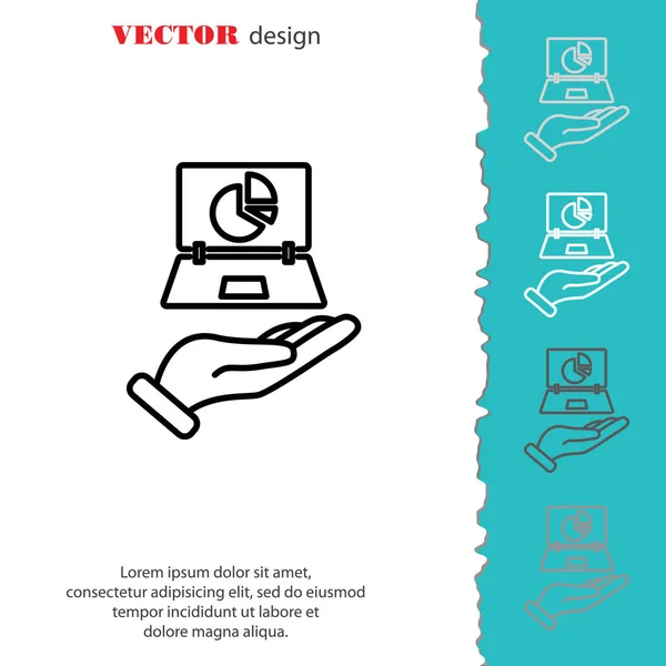 Laptop na mão ícone — Vetor de Stock